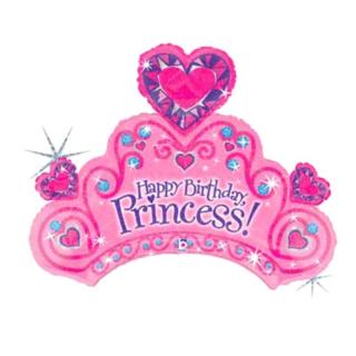 Fólia lufi SuperShape tiara Happy Birthday Princess felirattal 86 cm-es 85589