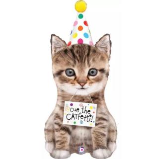 Fólia lufi születésnapos cica party kalappal 104 cm 25122
