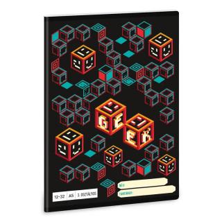 Füzet tűzött 12-32 vonalas A/5 3. osztály vonalas kockás grafikával Ars Una Geek