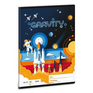 Füzet tűzött 20-32 sima A/5 Gravity űrhajós