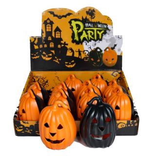 Halloween LED mécses narancs tök mintával 5x8x9cm BB112528