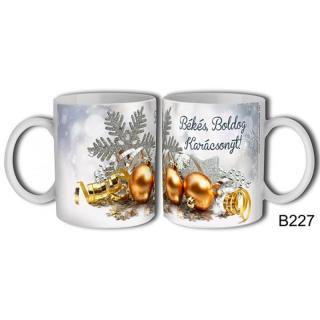 Karácsonyi Bögre 3 dl Gömbdíszek Békés Boldog Karácsonyt felirattal