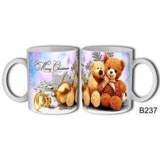 Karácsonyi Bögre 3 dl plüssmackók Merry Christmas felirattal