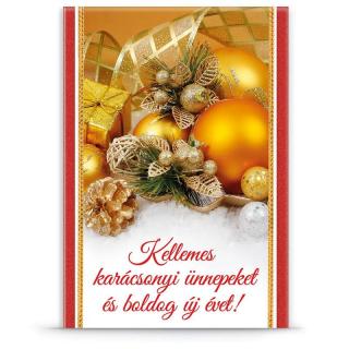 Karácsonyi üdvözlő normál képeslap díszek arany E Ars Una