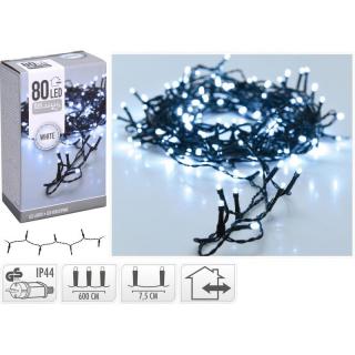 LED égősor fényfüzér 80 db 6+3 m beltéri/kültéri hideg fehér