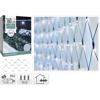 LED háló fényfüzér 160 db 2x1m+3 m beltéri/kültéri hideg fehér