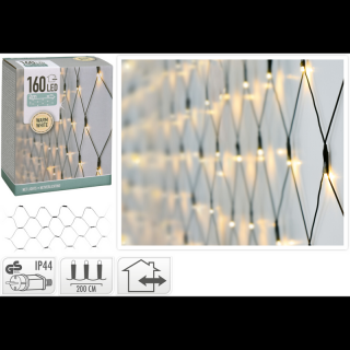 LED háló fényfüzér 160 db 2x1m+3 m beltéri/kültéri meleg fehér