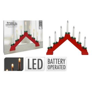 LED világító gyertyapiramis elemes 39,5 x5 x31cm piros