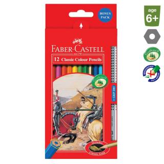 Színes ceruza Faber-Castell Classic lovag mintás 12 db és 1 GRIP grafitceruza
