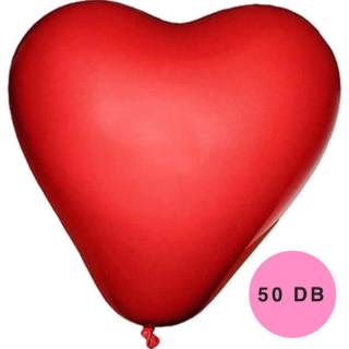 Szív alakú gumi lufi 30 cm piros 50 db/csomag 0695