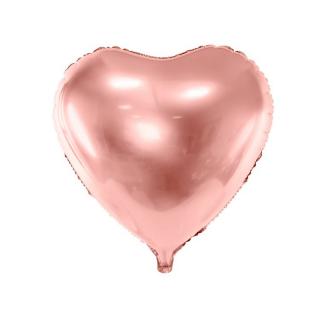 Szív alakú rosegold színű héliummal fújható fólia lufi 45cm