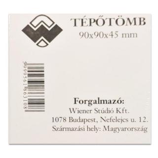 Tépőtömb fehér famentes kockablokk 9x9x4,5 cm