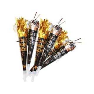 Trombita fekete glitteres 26 cm 6 db/csomag 729694