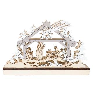 Világító Betlehem fehér asztali dísz LED 23x15cm 451