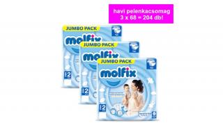 Molfix Havi pelenkacsomag Jumbo (2-es) 3 - 6 kg (204 db/cs)