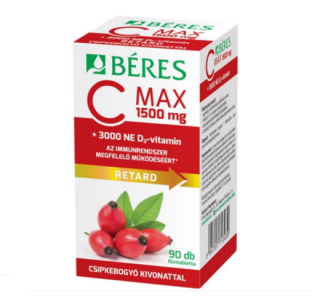 Béres C-MAX 1500 mg RETARD filmtbl+csipkebogyó+3000NE D3-vitamin 90x