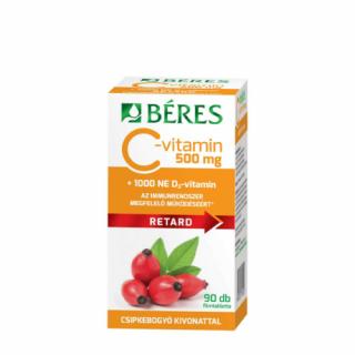 BÉRES C-VITAMIN 500 MG RETARD FILMTABLETTA CSIPKEBOGYÓ KIVONATTAL + 1000 NE D3-VITAMIN 90x