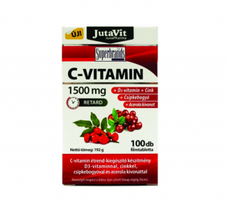 JutaVit C-Vitamin 1500mg +csipkebogyó +Acerola kivonat + D3 vitamin + Cink 100x