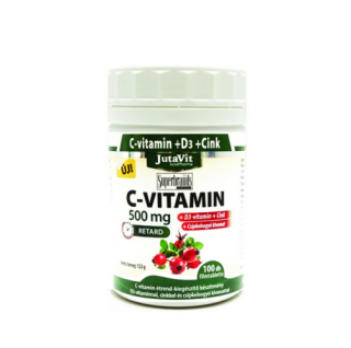 JutaVit C-vitamin 500mg nyújtott kioldódású + csipkebogyó + D3 vitamin + Cink 100x