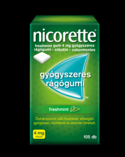 Nicorette® freshmint gum 4 mg gyógyszeres rágógumi 105x