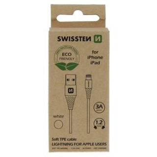 Swissten adat- és töltőkábel USB/lightning, 1,2m, fehér