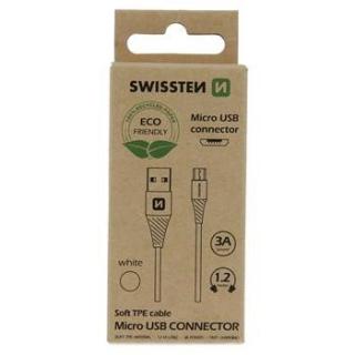 Swissten adat- és töltőkábel USB/mikro USB, 1,2m, fehér