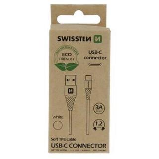 Swissten adat- és töltőkábel USB/USB-C, 1,2m, fehér