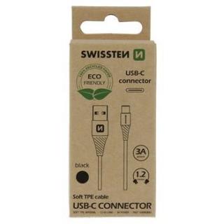 Swissten adat- és töltőkábel USB/USB-C, 1,2m, fekete