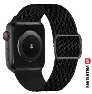 Swissten Apple Watch állítható nylon körszíj 38/40/41 mm, fekete