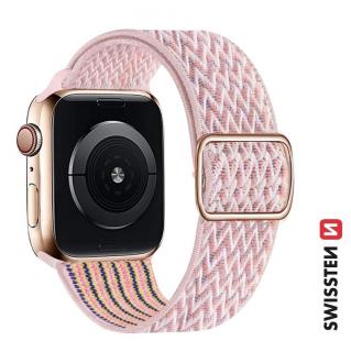 Swissten Apple Watch állítható nylon körszíj 42/44/45/49 mm, rózsaszín