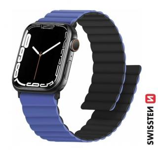 Swissten Apple Watch mágneses szilikon szíj 38/40/41 mm, kék/fekete