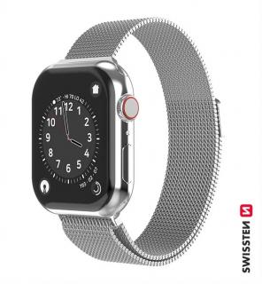 Swissten Apple Watch milánói szíj, 38-40 mm, ezüst