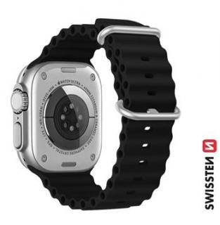 Swissten Apple Watch szilikon óceán szíj 42/44/45/49 mm, fekete