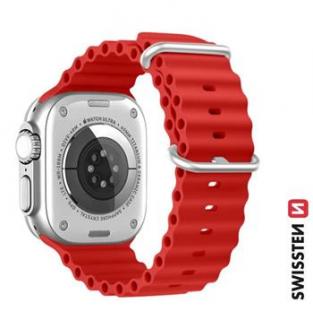 Swissten Apple Watch szilikon óceán szíj 42/44/45/49 mm, piros