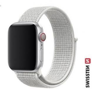 Swissten Apple Watch tépőzáras nylon szíj 38/40/41 mm, fehér