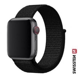 Swissten Apple Watch tépőzáras nylon szíj 38/40/41 mm, fekete