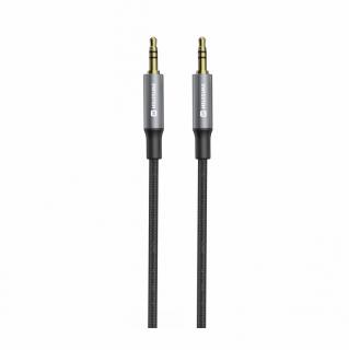 Swissten audio kábel, textil, JACK (male)/JACK (male), 1,5m, fekete