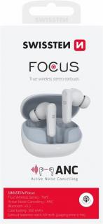 Swissten Focus ANC TWS bluetooth fülhallgató aktív zajszûrővel, fehér