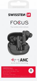 Swissten Focus ANC TWS bluetooth fülhallgató aktív zajszûrővel, fekete