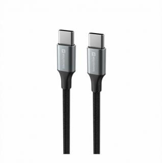 Swissten fonott textil adat- és töltőkábel USB-C/USB-C, 1,5m, fekete