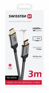 Swissten HDMI kábel, HDMI/HDMI 4K 60Hz, 3m