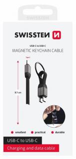 Swissten mágneses töltőkábel kulcstartó, USB-C/USB-C 9,7 cm