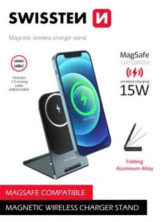 Swissten MagSafe kompatibilis ultra vékony vezeték nélküli töltő 15W