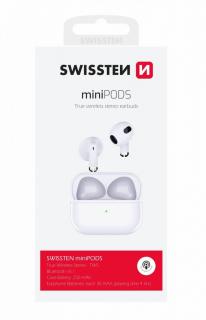 Swissten Minipods bluetooth TWS fülhallgató, fehér