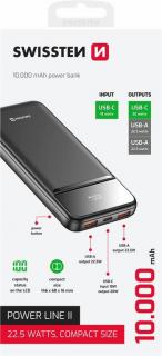 Swissten Power Line II power bank 10000 mAh, fekete