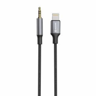 Swissten textil audio adapter lightning (male)/3,5mm Jack (male), 1,5m, fekete