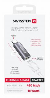 Swissten töltőadapter USB-C (male)/lightning (female), ezüst