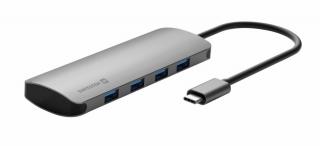 Swissten USB-C hub 4 az 1-ben, 4X USB 3.0 port 5Gb/s, passzív, alumínium