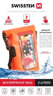 Swissten vízálló zsák telefon érintőképernyővel, 2 l, narancs
