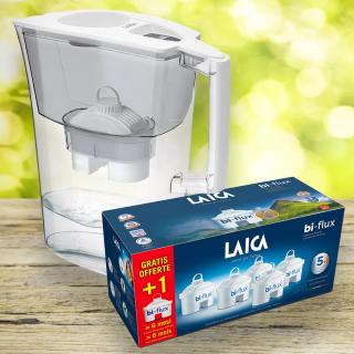 LAICA Prime Line Ivory vízszűrő kancsó fehér tetővel 1+6 db univerzális szűrőbetéttel